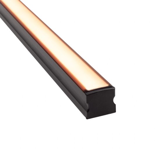 Aluminium ledstrip profiel zwart opbouw 3M - 15 mm hoog - compleet met afdekkap