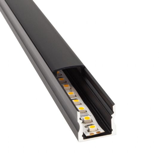 Aluminium ledstrip profiel zwart opbouw 3M - 15 mm hoog - compleet met afdekkap