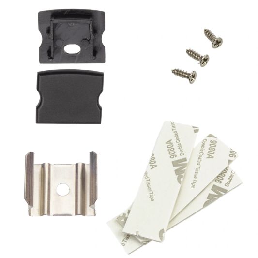 Aluminium ledstrip profiel zwart opbouw 3M - 15 mm hoog - compleet met afdekkap