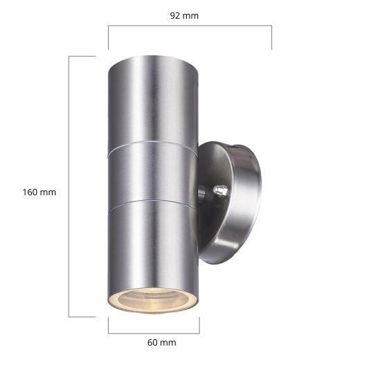 Aluminium up down wandlamp voor buiten met Zigbee GU10 spot - Rond