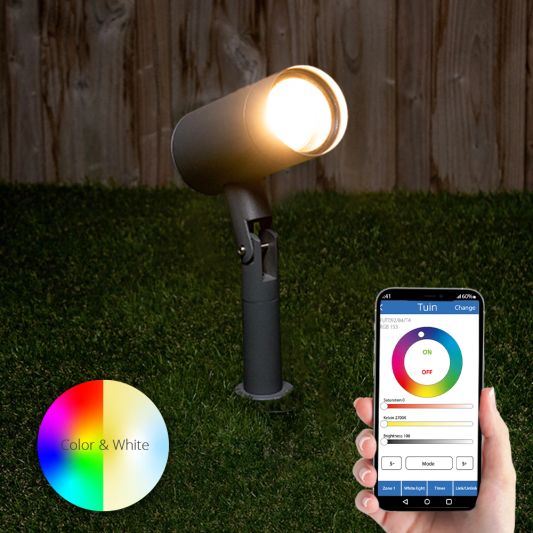 Antraciete prikspot voor buiten met Milight GU10 spot - Rond - Verstelbaar