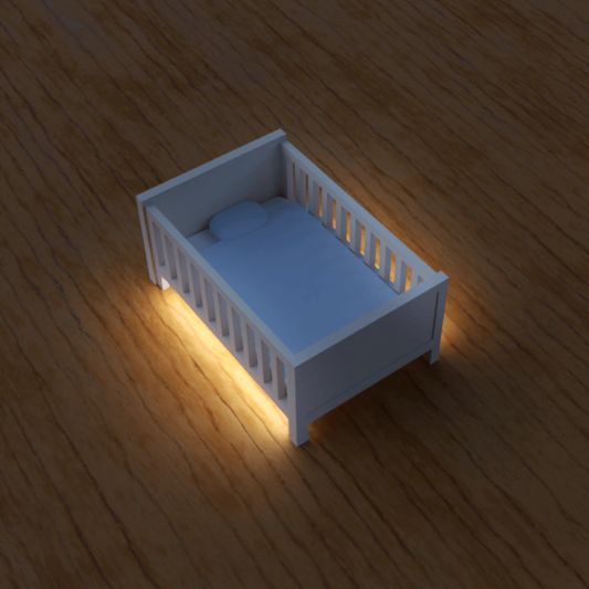 Bedverlichting 2 zijden complete set 1 meter LED strip warm wit met bewegingssensor en hoekprofiel