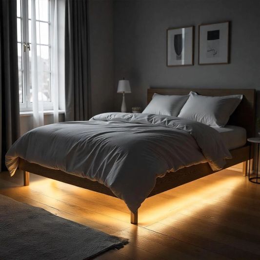 Bedverlichting 2 zijden complete set 2 meter LED strip warm wit met bewegingssensor