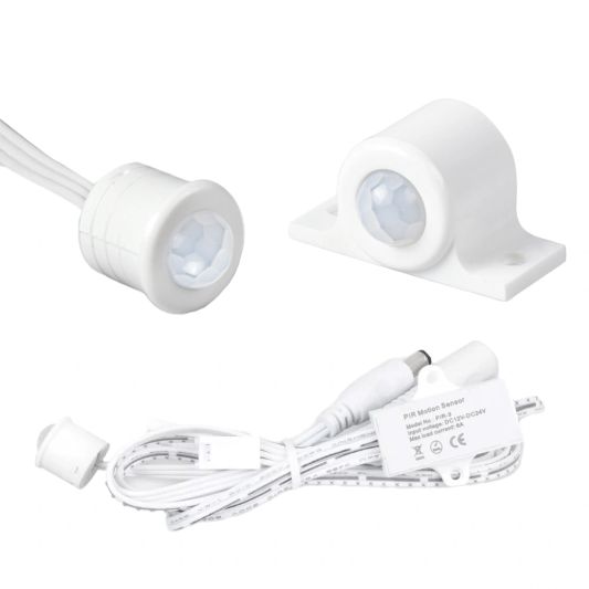 Bewegingssensor wit - Vertragingstijd in te stellen - 12V en 24V