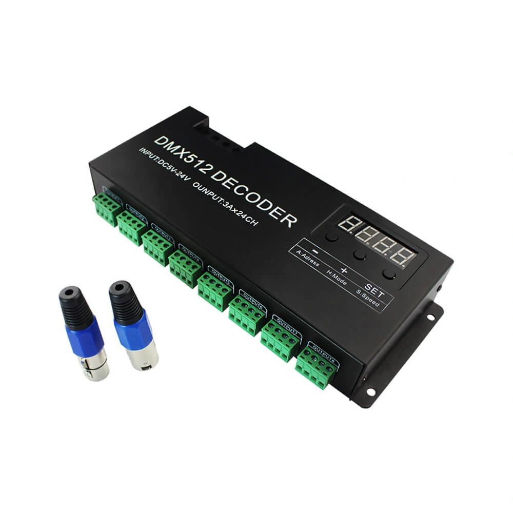 DMX controller met 24 kanalen en DIN bevestiging 60A maximaal