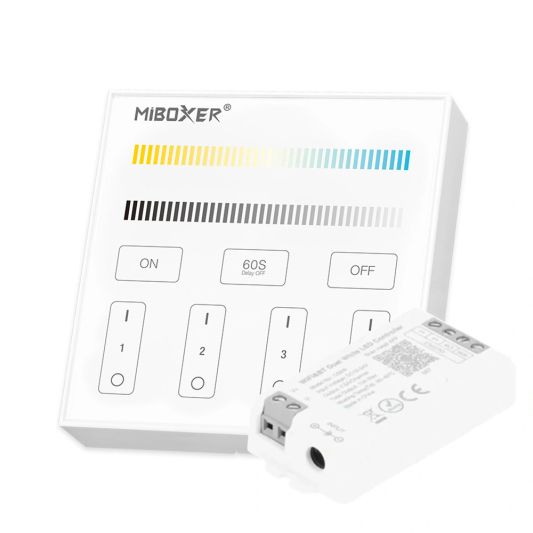 Draadloos Milight touch wandpaneel & wifi controller voor Dual White led strips - complete set