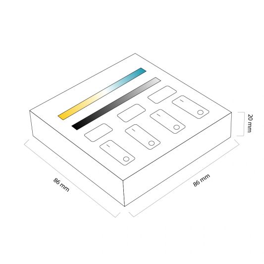 Draadloos Milight touch wandpaneel & wifi controller voor Dual White led strips - complete set