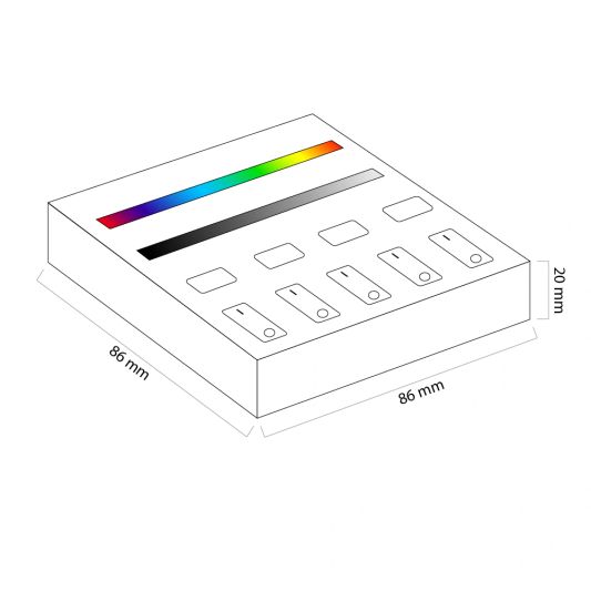 Draadloos Milight touch wandpaneel & wifi controller voor RGB led strips - complete set