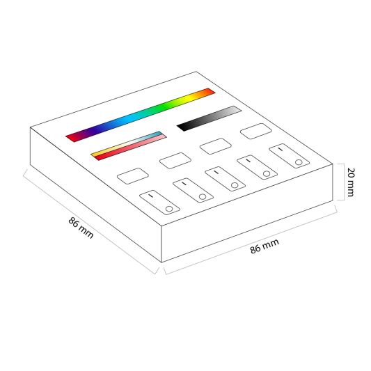 Draadloos Milight touch wandpaneel & wifi controller voor RGBW led strips - complete set