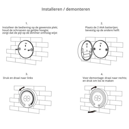 Draadloze Touch wanddimmer inclusief controller