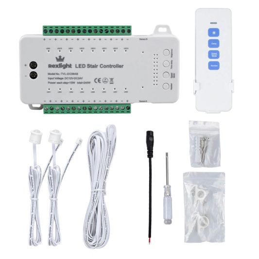 Dynamische trapverlichting controller inclusief sensoren en afstandsbediening - 9 programma's