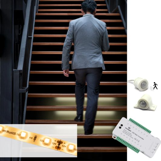 Dynamische trapverlichting set 50 cm voor max. 16 treden inclusief sensoren en 1 programma - Warm wit licht