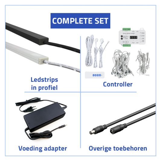 Dynamische trapverlichting set Premium 50 cm met profiel