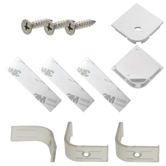 Eindkapjes en beugeltjes voor hoekprofiel breed recht