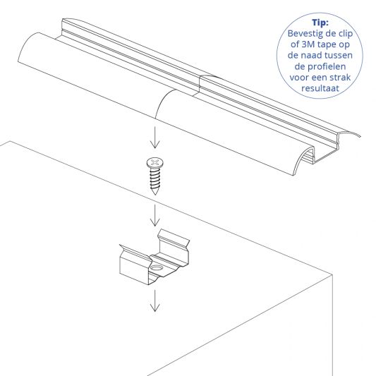 Led profiel 1 meter voor vloer opbouw 10 mm - Bolle afwerking