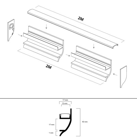 Led profiel 2 meter up light muur profiel