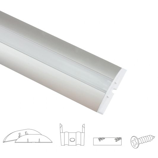 Led profiel 2 meter voor vloer opbouw 10 mm - Bolle afwerking