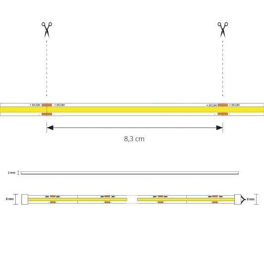 Led strip COB Helder Wit - 1 meter - losse strip met 384 leds per meter