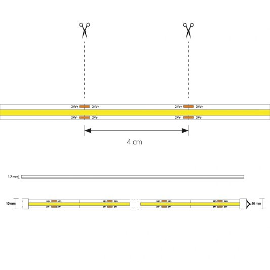 Led strip COB Helder Wit - 7 meter - losse strip met 600 leds per meter
