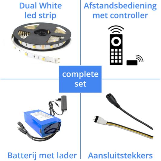 Led strip op batterij Dual White Basic complete set 1 meter