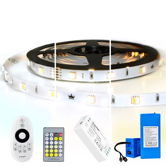 Led strip op batterij Dual White Basic complete set 5 meter