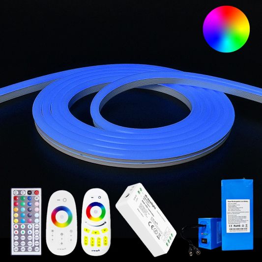 Led strip op batterij Neon RGB Maxi Rond complete set 1 meter