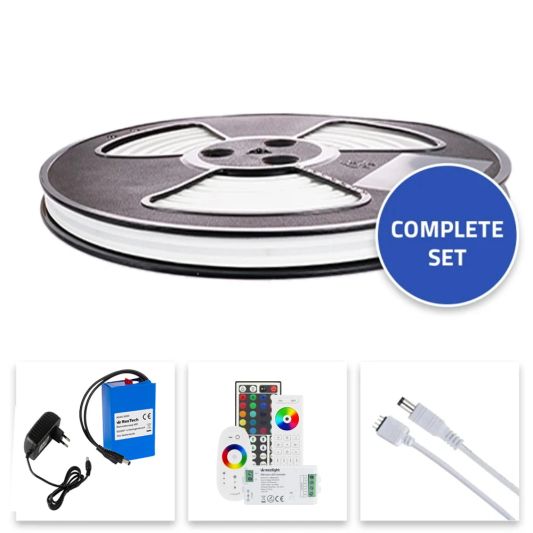 Led strip op batterij Neon RGB Maxi Rond complete set 3 meter