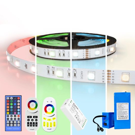Led strip op batterij RGBW Basic complete set 3 meter