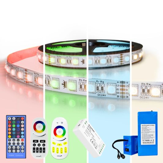 Led strip op batterij RGBW Premium complete set 4 meter