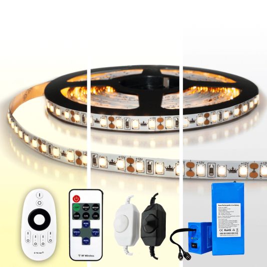 Led strip op batterij Warm wit, Helder wit of Koud wit complete set 4 meter Premium