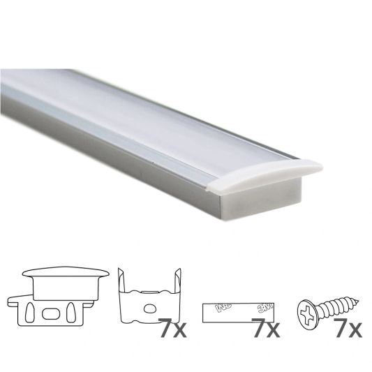 Led strip profiel inbouw Laag model - compleet inclusief afdekkap 3 meter 7 mm