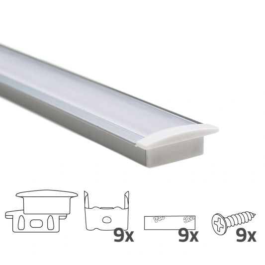 Led strip profiel inbouw Laag model - compleet inclusief afdekkap 4 meter 7 mm