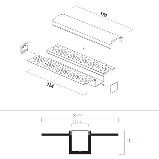 Led stuc profiel 1 meter smalle variant