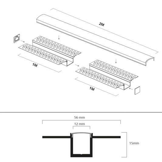 Led stuc profiel 2 meter smalle variant