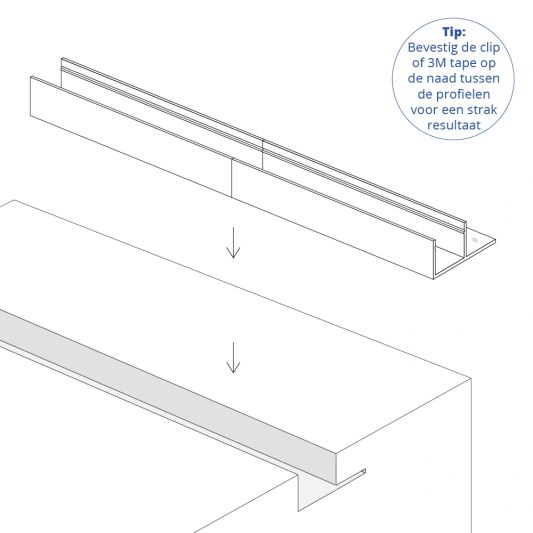 Led tegel profiel / led stuc profiel - Stucstop - 1,5 meter - Smalle variant