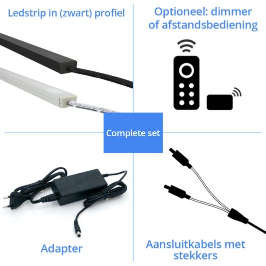 Led trapverlichting set Premium - Led strip set met profiel - Helder wit 130 cm