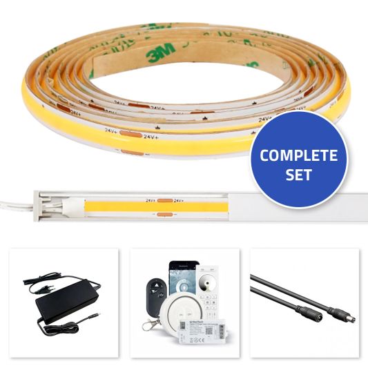 Led trapverlichting set Premium - Led strip set met profiel - Helder wit 130 cm