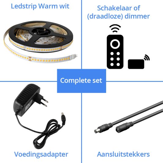 Ledstrip 18 meter warm wit - Complete set Premium Plus - 240 leds p/m