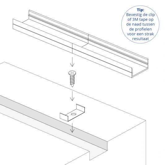 Ledstrip profiel breed opbouw laag model - compleet inclusief afdekkap 1 meter