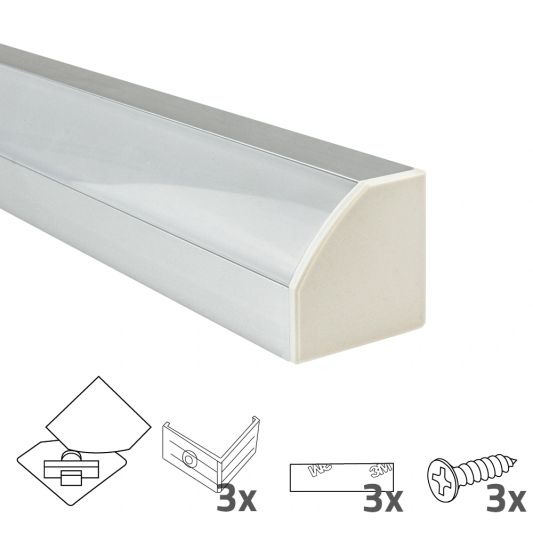 Ledstrip profiel hoek Basic line - compleet inclusief afdekkap 1 meter