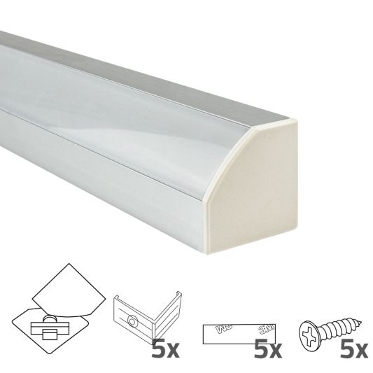 Ledstrip profiel hoek Basic line - compleet inclusief afdekkap 2 meter