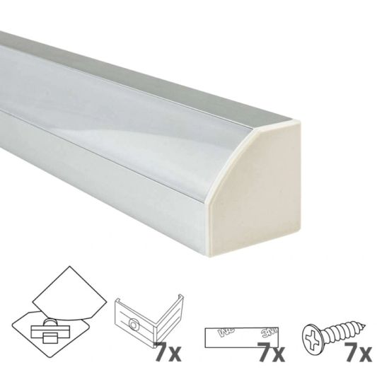 Ledstrip profiel hoek Basic line - compleet inclusief afdekkap 3 meter