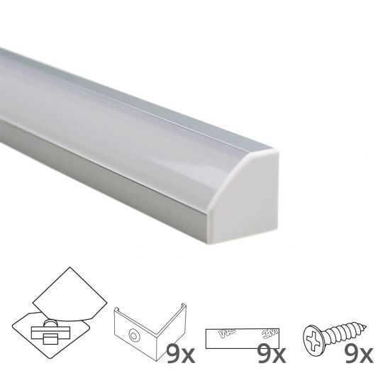 Ledstrip profiel hoek Slim line - compleet inclusief afdekkap van 4 meter