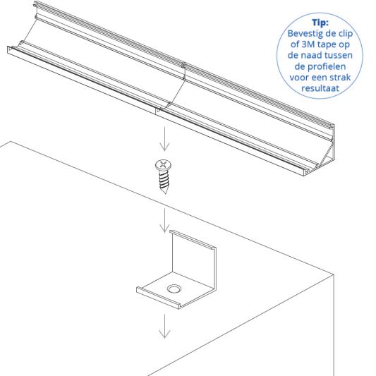 Ledstrip profiel hoek Slim line rond - compleet met afdekkap 2 meter