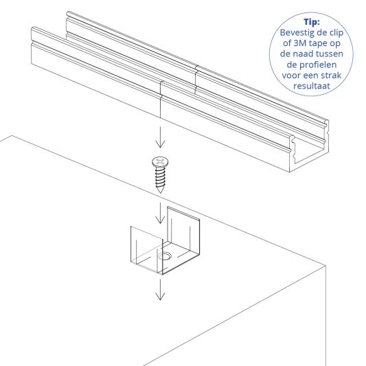 Ledstrip profiel opbouw Breed model - compleet inclusief ronde afdekkap 1 meter