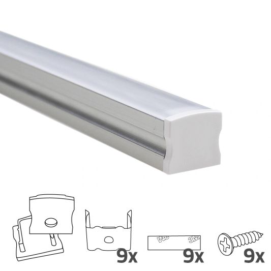 Ledstrip profiel opbouw Hoog model - compleet inclusief afdekkap 4 meter 15 mm