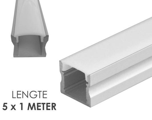 Ledstrip profiel opbouw Hoog model - compleet inclusief afdekkap 5 meter 15 mm