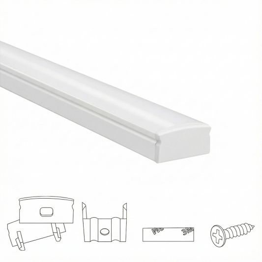 ledstrip profiel wit opbouw 2M - 7 mm hoog - compleet met afdekkap