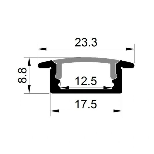 Los led profiel 1,5 meter inbouw laag 8 mm slim line
