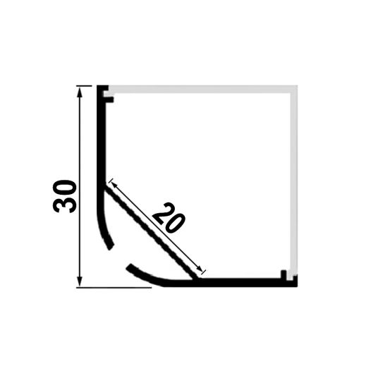 Los ledstrip hoekprofiel 1 meter 30 mm